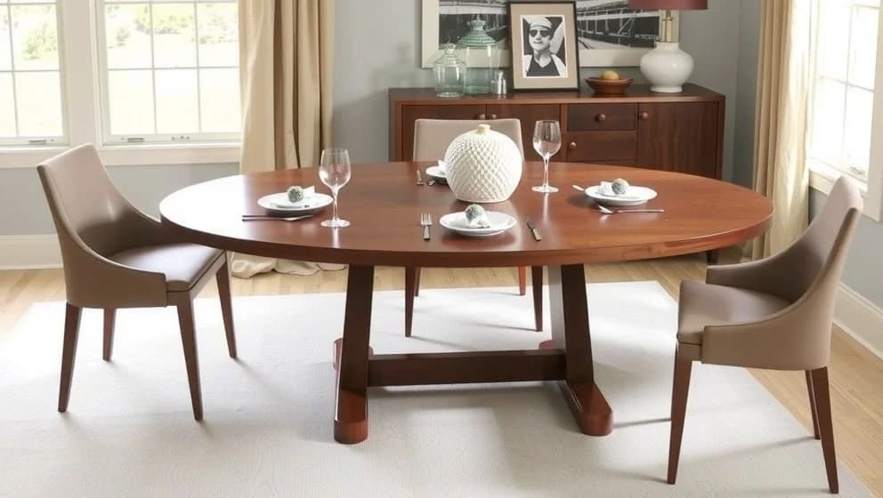 Ovalt matbord med iläggsskiva passar för ditt hem