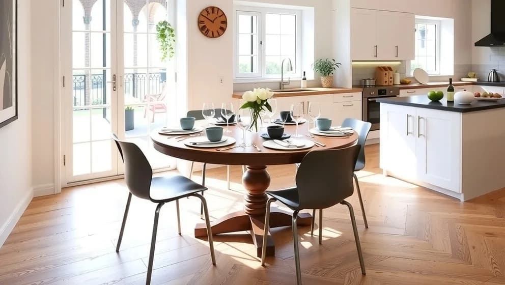 Runt matbord för 6 personer som passar din kök