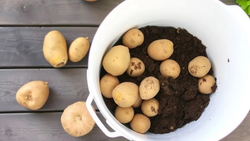 Sådan sätter du potatis i hink rätt